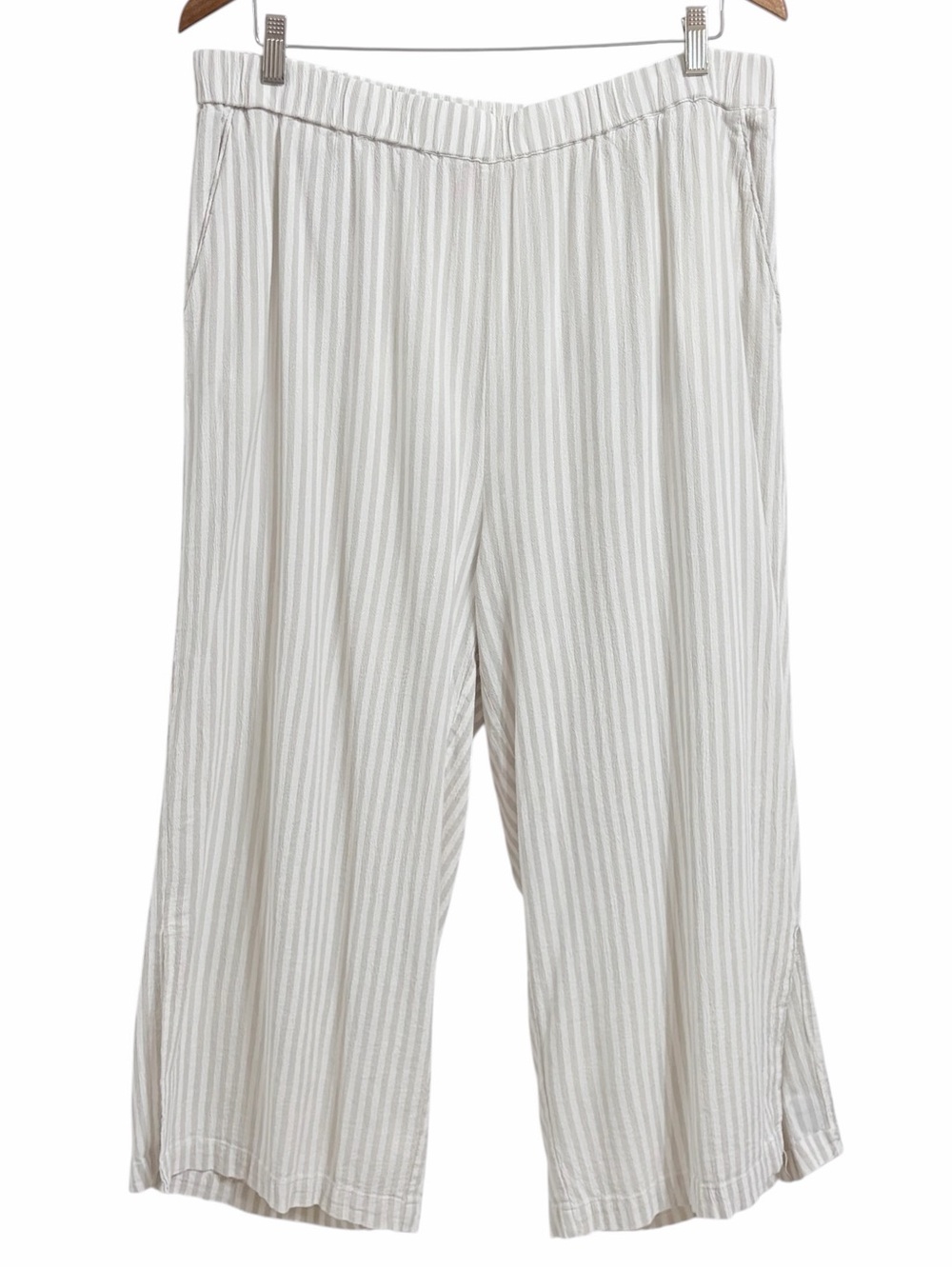 Fresh Produce Avila Euro Summer Cropped Stripe Pants Womens 1X Wide Leg Coastal